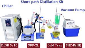 Factory Price 2L Short Path Distillation Desktop Water Circulating Vacuum Pump Refrigerated Circulating Pump Cooling Chiller HNZXIB Laboratory instruments SPD-2L 110V Stirring Heating Mantle Cold Trap