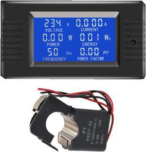 AUTENS AC Digital Meter AC 80-260V 100A Current Voltage Power Energy Panel Monitor Detector LCD Digital Display Ammeter Voltmeter Multimeter with Split Core Current Transformer CT