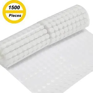 AUTENS Sticky Dots, 1500 Pieces (750 Pair Sets) 10mm/0.39in Diameter Sticky Back Coins Hook & Loop Nylon Self Adhesive Dots Strips Perfect for School Projects, Classroom, Office, Home (White)