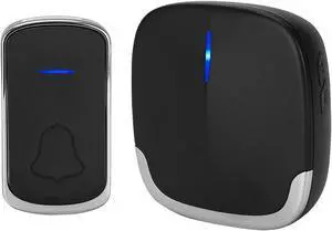 AUTENS Wireless Doorbell, Plug in Door Bells & Chimes for Home Classroom Business, Expandable Waterproof Door Chime Kits, 58 Melodies, 5 Levels Volume, 850 Ft Range 1 receivers + 1 push button Black