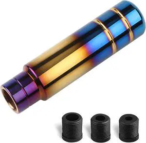 AUTENS Aluminum Weighted Shift knobs, 5.1'' Long Stick Universal Gear Shifter Knobs, Burnt Blue Shifter Lever Head Fit Most Automatic Manual Vehicles with 3 Threaded Adapters (Blue)