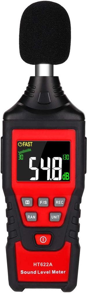 Decibel Meter, Digital Sound Level Meter 30-130dB(A) Range with Max/Min/Data Hold, Fast/Slow Mode ect. Auto/Manual Range