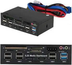 AUTENS eSATA SATA Card Reader, Multi-Function USB 3.0 Hub eSATA SATA Port Internal Card Reader PC Dashboard Media Front Panel Audio for SD MS CF TF M2 MMC Memory Cards Fits 5.25" Bay AUTENS eSATA SATA Card Reader, Multi-Function USB 3.0 Hub eSATA SATA Port Internal Card Reader PC Dashboard Media Front Panel Audio for SD MS CF TF M2 MMC Memory Cards Fits 5.25" Bay