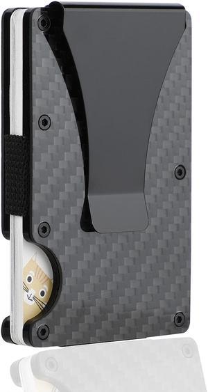 AUTENS Carbon Fiber Credit Card Holder New Design Man Wallet Minimalist RFID Blocking Slim Cardholder Metal Money Clip Wallet Slim And Thin Money Bag for Men