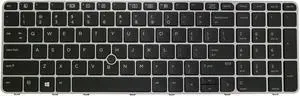 AUTENS Keyboard for HP EliteBook 850 G3, 850 G4, 755 G3, 755 G4 Laptop Silver Frame with Pointer No Backlight, US Laptop Keyboard Replacement