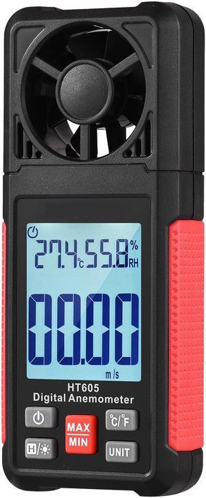 Handheld Anemometer, Digital Wind Gauges Wind Speed Meter Measures Wind Speed, Temperature, Humidity with Large Backlit LCD Display, MAX/MIN, Data Hold for Shooting Windsurfing Fishing Hunting