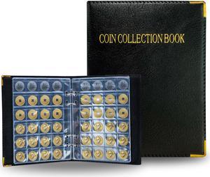 Intendvision Coin Collection Album - 20 Pages 360 Pockets Coin Storage for Collectors, 2 Coin Size Pockets Coin Holder Coin Collection Book for Coins, U.S.Pennies Dimes Nickels Quarters, Small Badges