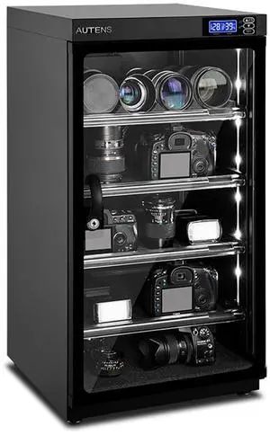 AUTENS 100L Dehumidifying Dry Cabinet Box, Digital Control Noiseless and Energy Saving, 5 Layers for DSLR SLR Camera Lens