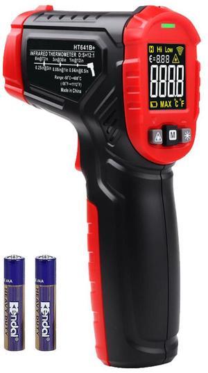 Infrared Barbeque Meat Thermometer -50~600°C Non-Contact Digital IR Laser Temperature Gun with Adjustable Emissivity, High/Low Temperature Alarm for Pizza Oven Meat Griddle Grill