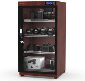 AUTENS 105L Dehumidifying Dry Cabinet Box, Wood grain Design Digital Control Noiseless and Energy Saving, 4 layer for Camera Lens