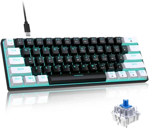 Mechanical Gaming Keyboard, RGB Backlit Wired Keyboard, 61 Keys Computer Keyboard with Multiple Lighting Modes for Windows/Desktop/Laptops/PC, Blue Switch (White Black) Mechanical Gaming Keyboard, RGB Backlit Wired Keyboard, 61 Keys Computer Keyboard with Multiple Lighting Modes for Windows/Desktop/Laptops/PC, Blue Switch (White Black)
