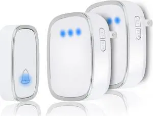 AUTENS Wireless Doorbell Waterproof 2 Plugin Receivers & 1 Push Button Transmitter, 36 Chimes, 4 Level Volume, 900 Ft Long Range