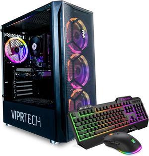 ViprTech Mutineer Gaming PC Desktop - Intel Core i7 (3.8GHz), AMD RX 580 8GB, 16GB RAM, 512GB NVMe SSD, 700W PSU, RGB Keyboard Mouse Mousepad, WiFi, Bluetooth, Win 10 Pro, Streaming, Editing, Black