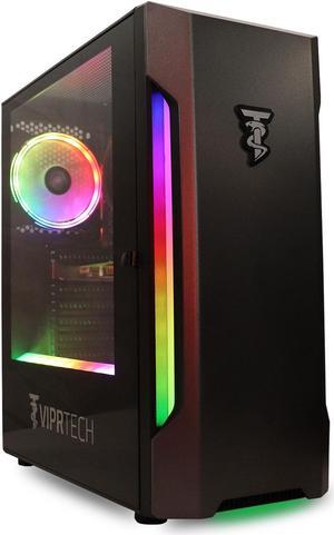 ViprTech Plus Gaming PC Desktop Computer - Intel Core i7 (8-Core), AMD Radeon R7 250 2GB, 8GB RAM, 500GB HDD, WiFi, RGB Lighting, 1 Year Warranty, USA Built
