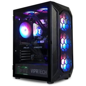 ViprTech Overlord 2.0 Liquid-Cooled PC - AMD Ryzen 7 5700X (4.6Ghz Turbo), RTX 4070 Super 12GB, 32GB DDR4 3200, 2TB NVMe SSD, 800W Gold PSU, VR-Ready, WiFi BT, Win 11, Gaming Desktop Computer Black