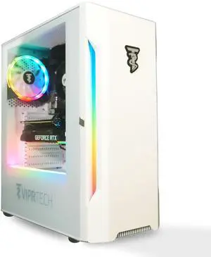 ViprTech Rebel 2.0 Gaming PC - AMD Ryzen 5 (4.2Ghz Turbo), NVIDIA RTX 3050, 32GB DDR4 3200, 1TB NVMe SSD, WiFi BT, RGB, Windows 11 Pro, Desktop Computer Prebuilt, White