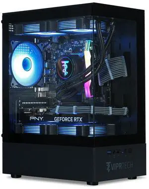 ViprTech Reaper 3.0 Liquid-Cooled PC - AMD Ryzen 7 7700 (5.3Ghz Turbo), RTX 4070 Super 12GB, 32GB DDR5 6400, 2TB NVMe SSD, VR-Ready, Streaming, RGB, Windows 11, Gaming Desktop Computer, Black