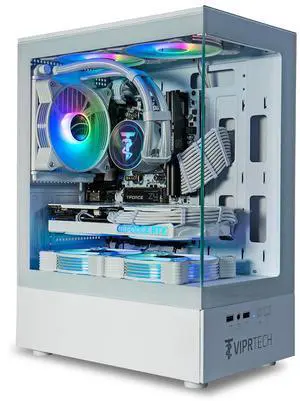 ViprTech Stryker 4.0 Liquid-Cooled PC - AMD Ryzen 7 (4.4GHz Turbo), RTX 4060 8GB, 32GB DDR4 3200, 1TB NVMe SSD, WiFi BT, Win 11 Pro, RGB, Gaming Desktop Computer Prebuilt, White