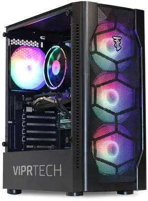 ViprTech Avalanche 2.0 Gaming PC Computer Desktop - AMD Ryzen 7 (4.1Ghz Turbo), AMD Radeon RX 580 8GB, 32GB DDR4 3200, 1TB NVMe SSD, 700W PSU, VR-Ready, RGB, WiFi, Black