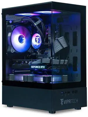 ViprTech Stryker 4.0 Liquid-Cooled PC - AMD Ryzen 7 (4.4GHz Turbo), RTX 4060 8GB, 32GB DDR4 3200, 1TB NVMe SSD, WiFi BT, Win 11 Pro, RGB, Gaming Desktop Computer Prebuilt, Black