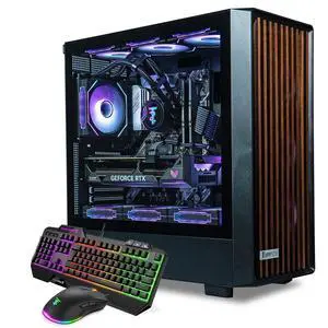 ViprTech Overlord 2.0 Liquid-Cooled Wood PC - AMD Ryzen 7 5700X (4.6Ghz Turbo), RTX 5070 12GB, 32GB DDR4 3200, 2TB NVMe SSD, 800W Gold PSU, VR-Ready, WiFi BT, Win 11, Gaming Desktop Computer Black