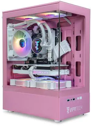 ViprTech Stryker 4.0 Liquid-Cooled PC - AMD Ryzen 7 (4.4GHz Turbo), RTX 4060 8GB, 32GB DDR4 3200, 1TB NVMe SSD, WiFi BT, Win 11 Pro, RGB, Gaming Desktop Computer Prebuilt, Pink