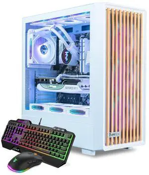ViprTech Overlord 2.0 Liquid-Cooled Wood PC - AMD Ryzen 7 5700X (4.6Ghz Turbo), RTX 5070 12GB, 32GB DDR4 3200, 2TB NVMe SSD, 800W Gold PSU, VR-Ready, WiFi BT, Win 11, Gaming Desktop Computer White