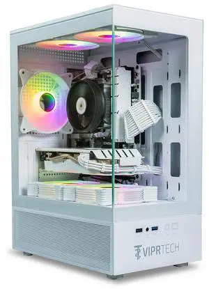 ViprTech Stryker 1.0 Gaming PC - AMD Ryzen 7 (4.1GHz Turbo), AMD RX 580 8GB, 16GB DDR4 3200, 1TB NVMe SSD, WiFi BT, Win 11 Pro, RGB, Desktop Computer Prebuilt, White