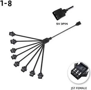 M/B RGB AURA SYNC JST SM Adapter Cable, Transfer To 5V 3Pin ARGB, JST-3P SM3P EL Wire Cord,Male/Female