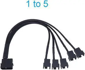 4-Pin Molex to 5 x 3 Pin / 4 Pin PMW 12V PC Case Computer Cooler Cooling Fan Splitter Y Power Adapter Cable