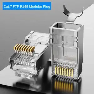 Cat7 RJ45 Connector Cat 7 FTP 8P8C Modular Ethernet Cable Head Plug Gold-plated for Network RJ 45 Crimper Connectors 10PCS