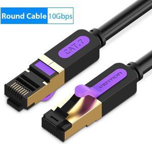 Ethernet Cable RJ 45 Cat7 Lan Cable STP RJ45 Network Cable for Cat6 Compatible Patch Cord for Router Cat7 Ethernet Cable Black Flat Cable(1.64ft)