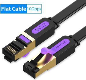 Ethernet Cable RJ 45 Cat7 Lan Cable STP RJ45 Network Cable for Cat6 Compatible Patch Cord for Router Cat7 Ethernet Cable Black Flat Cable(49.21ft)