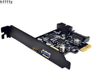 PCI e to 4 Ports USB 3.1 GEN 1 (5Gbps)(USB Type C +USB Type A w/ Internal 19Pin USB 3.0 Dual Port) PCI Express Card