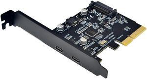 USB 3.1 PCIE Raiser Card Dual Reversible USB 3.1 Gen 2 Type C Ports PCI E PCI Express X4 SATA 15Pin Connector 10Gbps Add On Card
