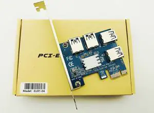 PCIE PCI E PCI Express Riser Card 1x to 16x 1 to 4 USB 3.0 Slot Multiplier Hub Adapter For Bitcoin Mining Miner BTC Devices