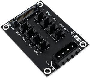 Fan Hub Computer 12V Mini Fan Controller Molex 4Pin SATA 15Pin Power 8Port 4Pin Fan Splitter Hub for PC Desktop RGB CPU Fans Hub