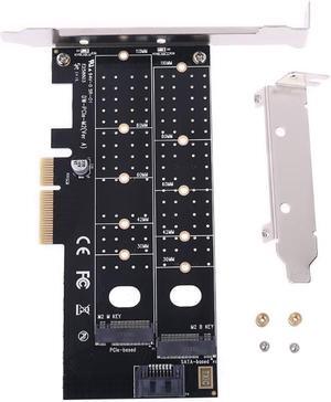 PCIE to M2 M.2 Dual NVMe SSD Adapter M Key B Key SATA Riser Expansion Card