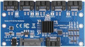 Controller Card Motherboard Sata Expansion Card 1 To 5 Port Sata3.0 6Gbps Multiplier Sata Port Riser Card Adapter For Comp