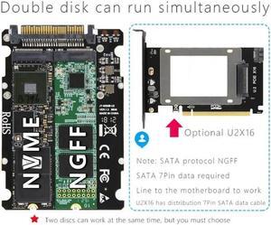 M.2 SSD to U.2 Adapter 2 in 1 M.2 NVMe Key B/M SSD to PCI e U.2 SFF 8639 Adapter PCIe M2 Converter Desktop Computer