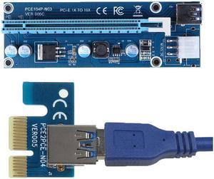PCIe PCI-E PCI Express Riser Card 1x to 16x  USB 3.0 Data Cable SATA to 6Pin IDE Molex Power Supply for BTC Miner Machine 30cm