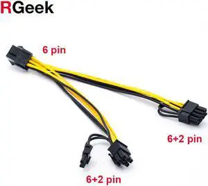 6Pin to Dual PCI-E PCIe 8Pin + 8Pin ( 6+2Pin ) Power Ribbon Cable Cord