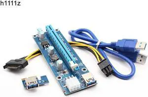Riser Card 60CM PCIe PCI-E PCI Express Card 1x to 16x USB 3.0 Data Cable SATA to 6Pin IDE Power Supply for Bitcoin Miner Mining
