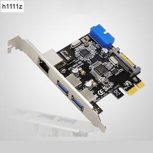 2 Ports PCI Express USB 3.0 + RJ45 Gigabit Ethernet Network Front Panel with Control Card Adapter SATA & 20 Pin Header
