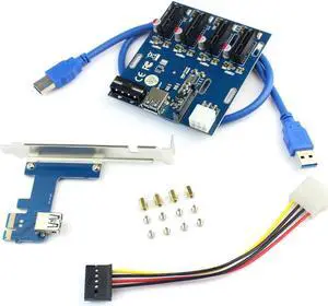 PCIe 1 to 4 PCI Express 1X Slot Riser Card Mini ITX to External 4 PCI-e Adapter Port Multiplier Card for Miner BTC