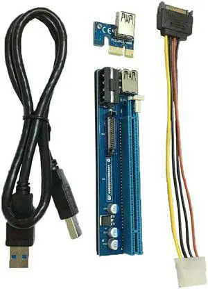 For BTC Miner Machine PCI-E Extender PCI Express Riser Card 1x To 16x USB 3.0 SATA To 4Pin IDE Molex Power Extension Cable
