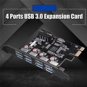 4 Ports USB 3.0 Expansion Card Adapter External 4 Port USB 3.0 Hub Header PCI-E Card Power Connector For Computer Components