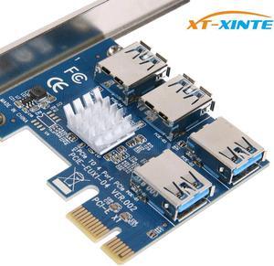 PCIe 1 to 4 PCI express 16X slots Riser Card PCI-E 1X to External 4 PCI-e Slot Adapter PCIe Multiplier Card for Bitcoin Miner