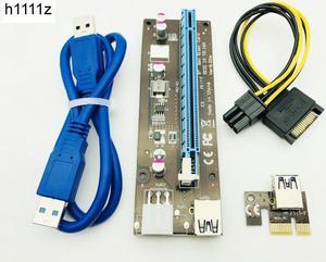 USB 3.0 PCI-E Express 1x to 16x Extender VER9.02 Riser Adapter Card SATA 15pin Male to 6pin Power Cable for Bitcoin Miner Mining