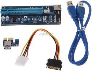 USB 3.0 PCI-E Riser Express 1X 4x 8x 16x Extender Riser Adapter Card SATA 15pin Male to 6pin Power Cable
